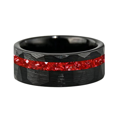 Anillo de Tungsteno con Cristal Rojo