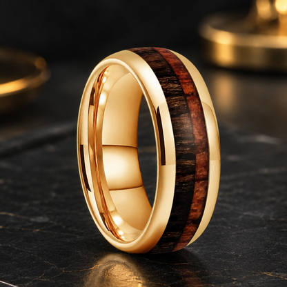 Anillo de Tungsteno con Dos Maderas