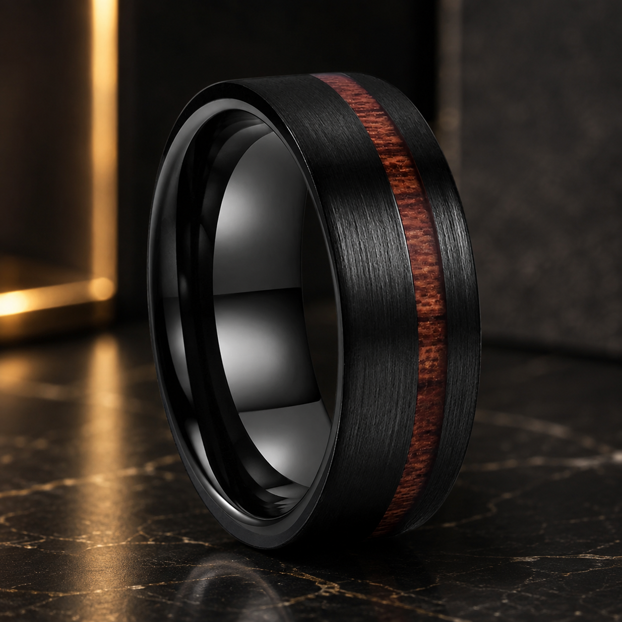 Anillo de Tungsteno con Madera 