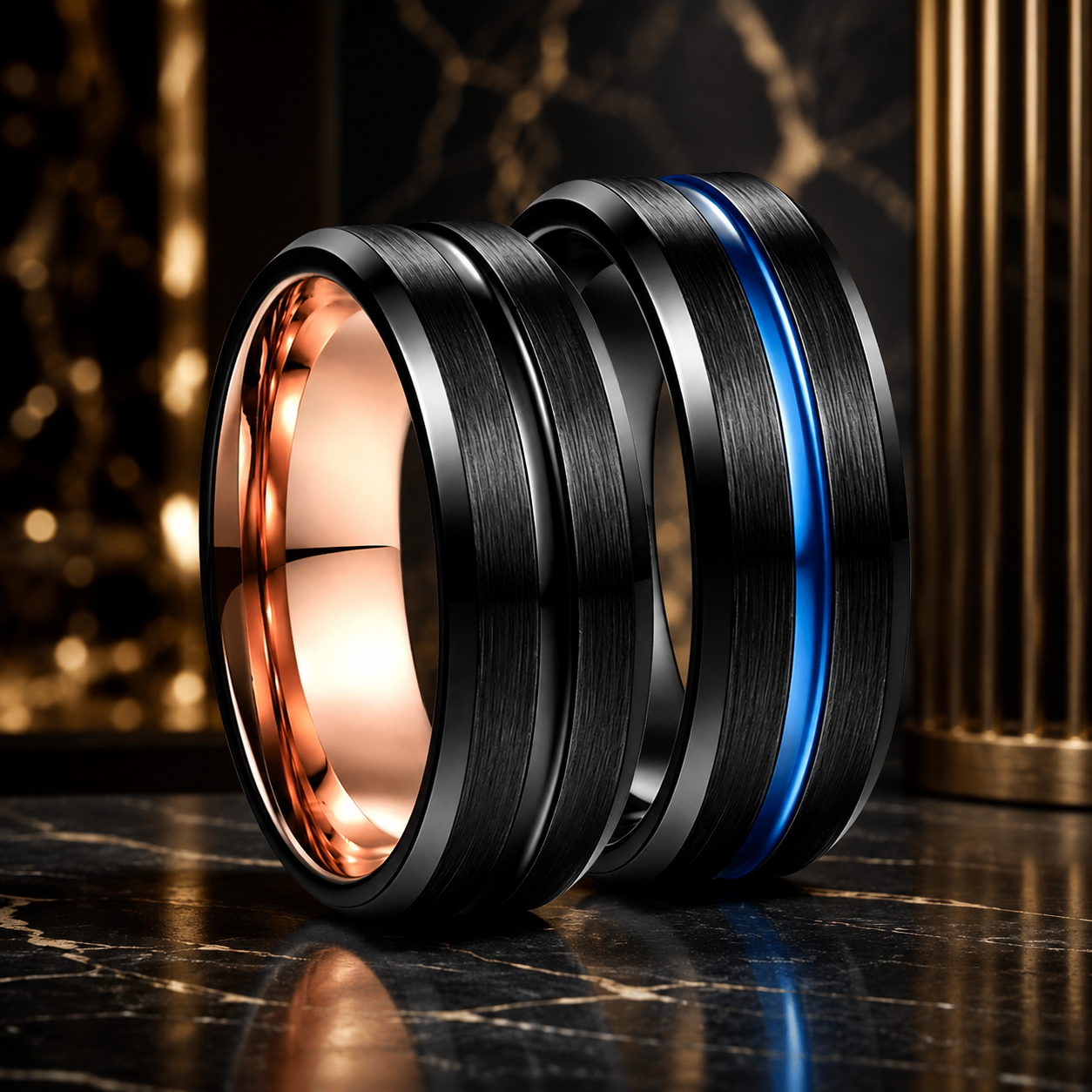 Anillo de Tungsteno con Ranura Central