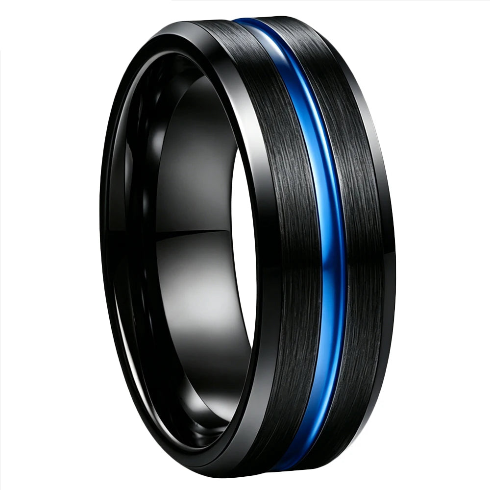 Anillo de Tungsteno con Ranura Central