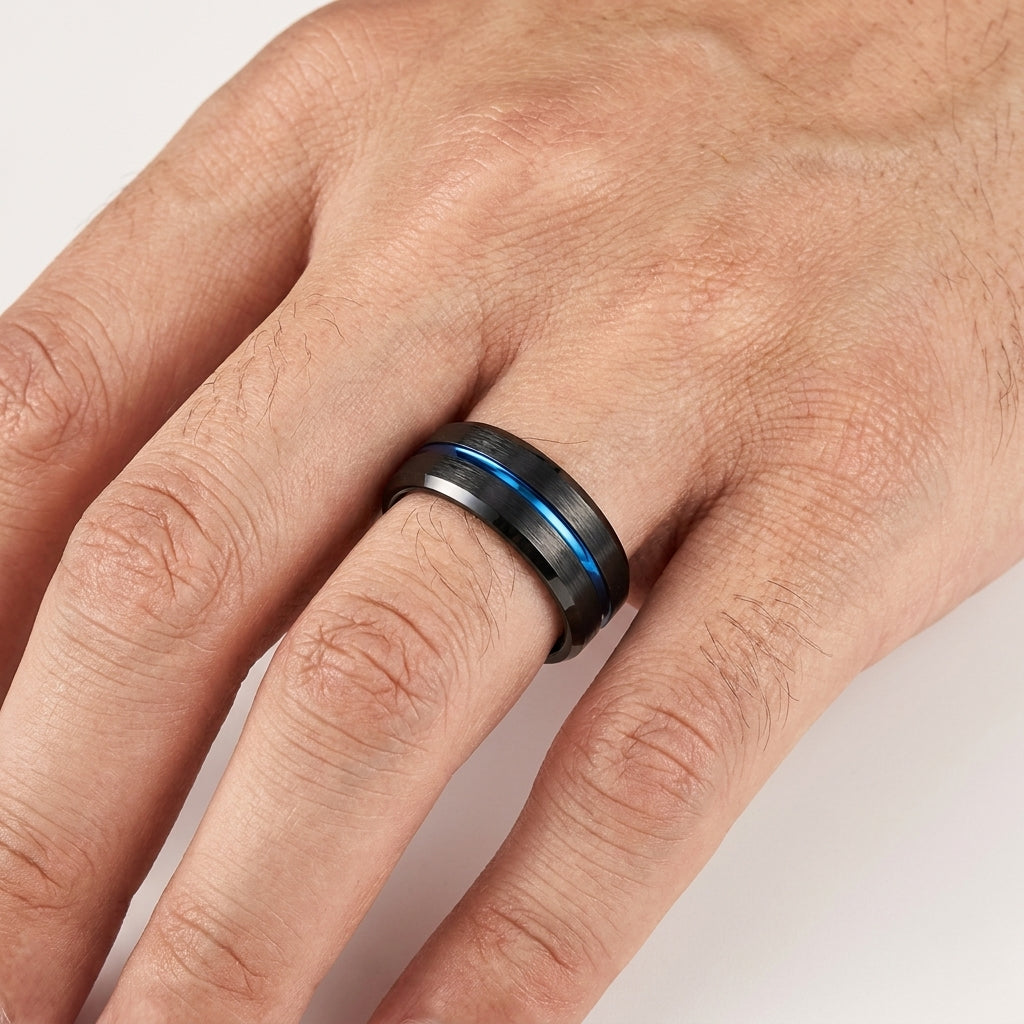 Anillo de Tungsteno con Ranura Central