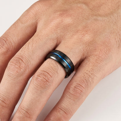 Anillo de Tungsteno con Ranura Central