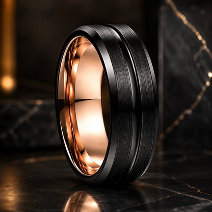 Anillo de Tungsteno con Ranura Central
