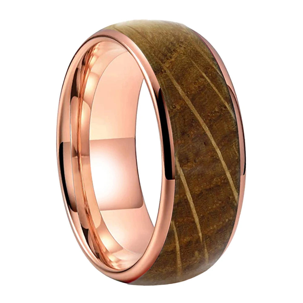 Anillo de Tungsteno con Roble de Barrica