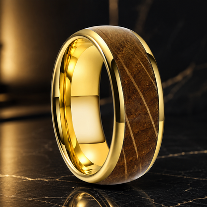 Anillo de Tungsteno con Roble de Barrica