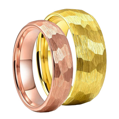 Anillo de Tungsteno martillados para Pareja