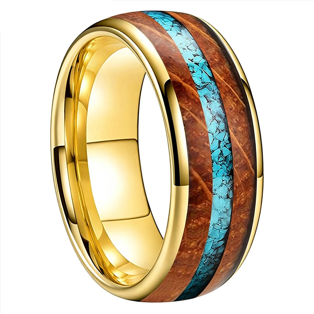 Anillo de Tungsteno con Barrica y Turquesa