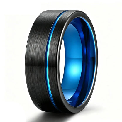 Anillo de Tungsteno Azul Cepillado