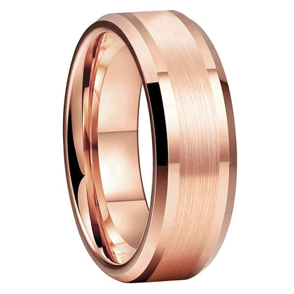 Anillo de Tungsteno Oro Rosa con Biseles ’El Delicado’ - Anillos