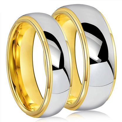 Anillo de Tungsteno Dorado Escalonado "El Brillante"