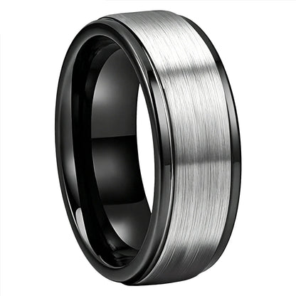 Anillo de Tungsteno Bordes Escalonados