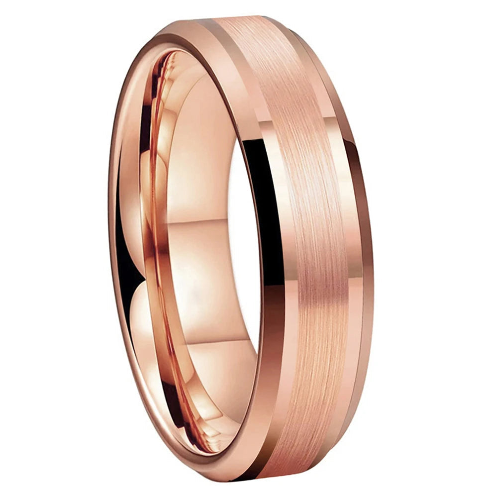 Anillo de Tungsteno Oro Rosa con Biseles ’El Delicado’ - Anillos