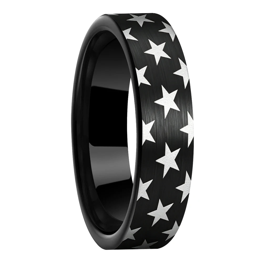 Anillo de Tungsteno Negro Corte Pipa