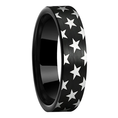 Anillo de Tungsteno Negro Corte Pipa