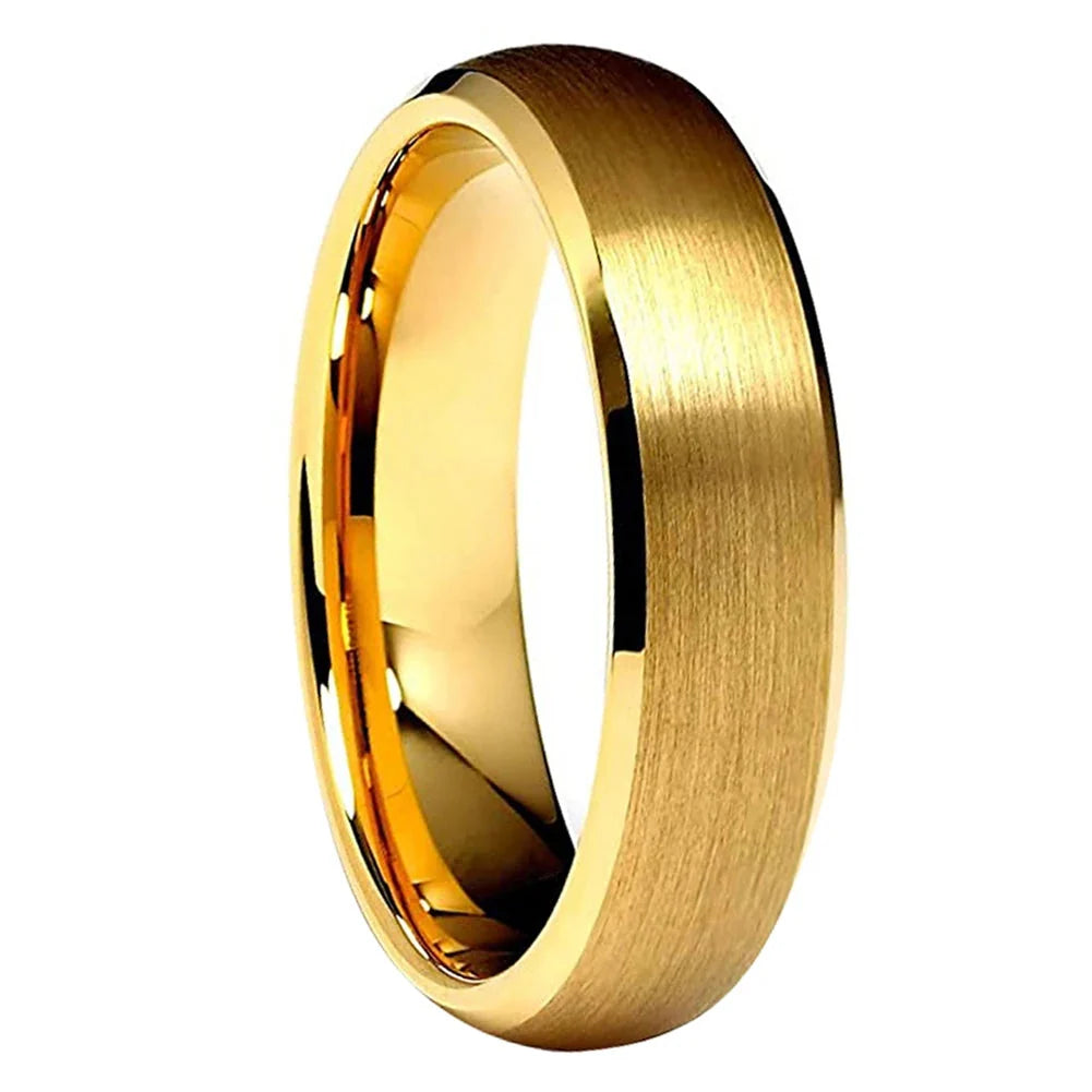Anillo de Tungsteno Dorado con Biseles ’El Tesoro’ - Anillos