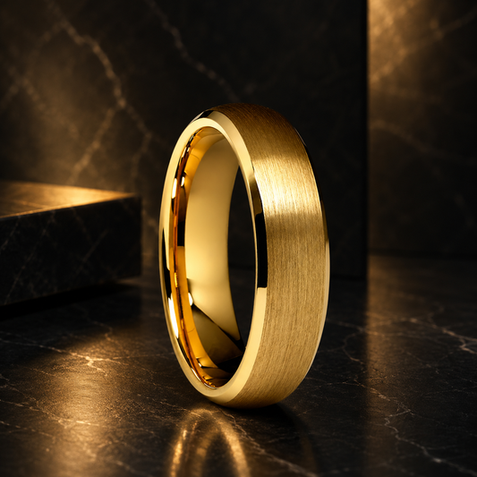 Anillo de Tungsteno Dorado con Biseles ’El Tesoro’ - Gold 6mm / 9.5 - Anillos