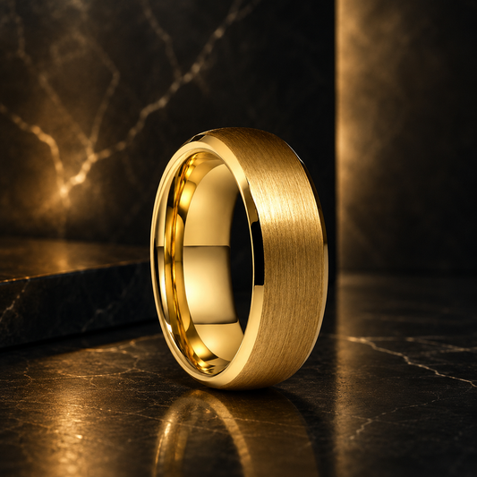 Anillo de Tungsteno Dorado con Biseles ’El Tesoro’ - Gold 8mm / 9.5 - Anillos