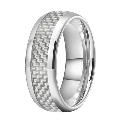 Anillo de Tungsteno Fibra de Carbono Blanco ’El Alma Gemela’ - Anillos