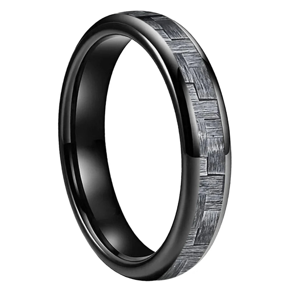 Anillo de Tungsteno Fibra de Carbono Gris ’El Nómada’ - Black Color 4mm / 5.5 - Anillos
