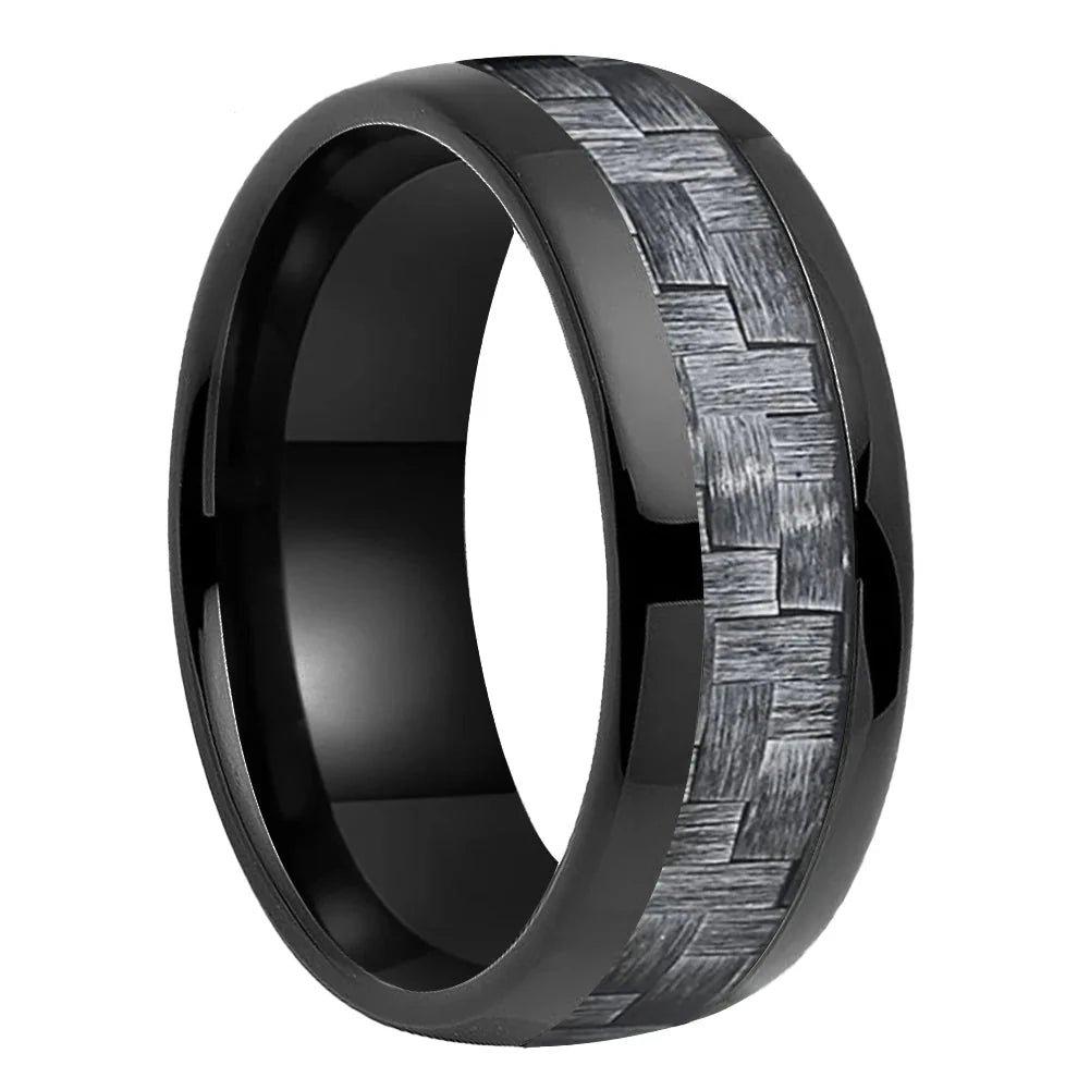 Anillo de Tungsteno Fibra de Carbono Gris ’El Nómada’ - Black Color 8mm / 5.5 - Anillos