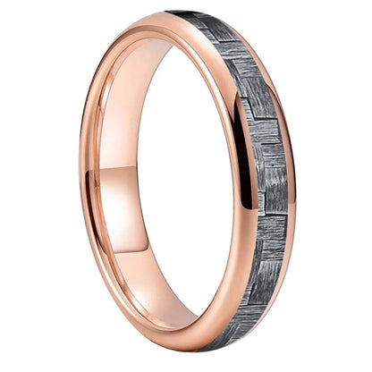 Anillo de Tungsteno Fibra de Carbono Gris ’El Nómada’ - Rose Gold 4mm / 5.5 - Anillos