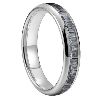 Anillo de Tungsteno Fibra de Carbono Gris ’El Nómada’ - Silver Color 4mm / 5.5 - Anillos