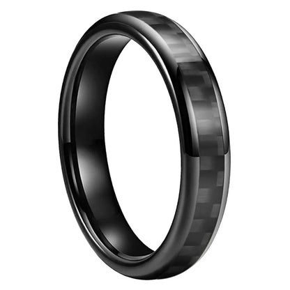 Anillo de Tungsteno Fibra de Carbono Negro ’El Custodio’ - Black Color 4mm / 11.5 - Anillos