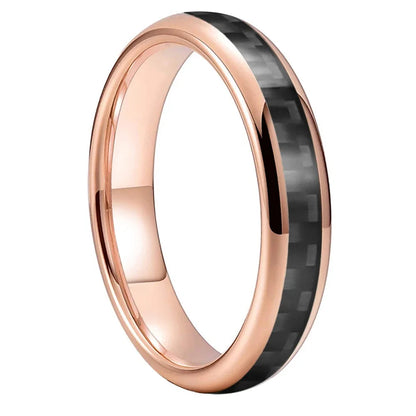 Anillo de Tungsteno Fibra de Carbono Negro ’El Custodio’ - Rose Gold 4mm / 11.5 - Anillos