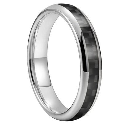 Anillo de Tungsteno Fibra de Carbono Negro ’El Custodio’ - Silver Color 4mm / 11.5 - Anillos