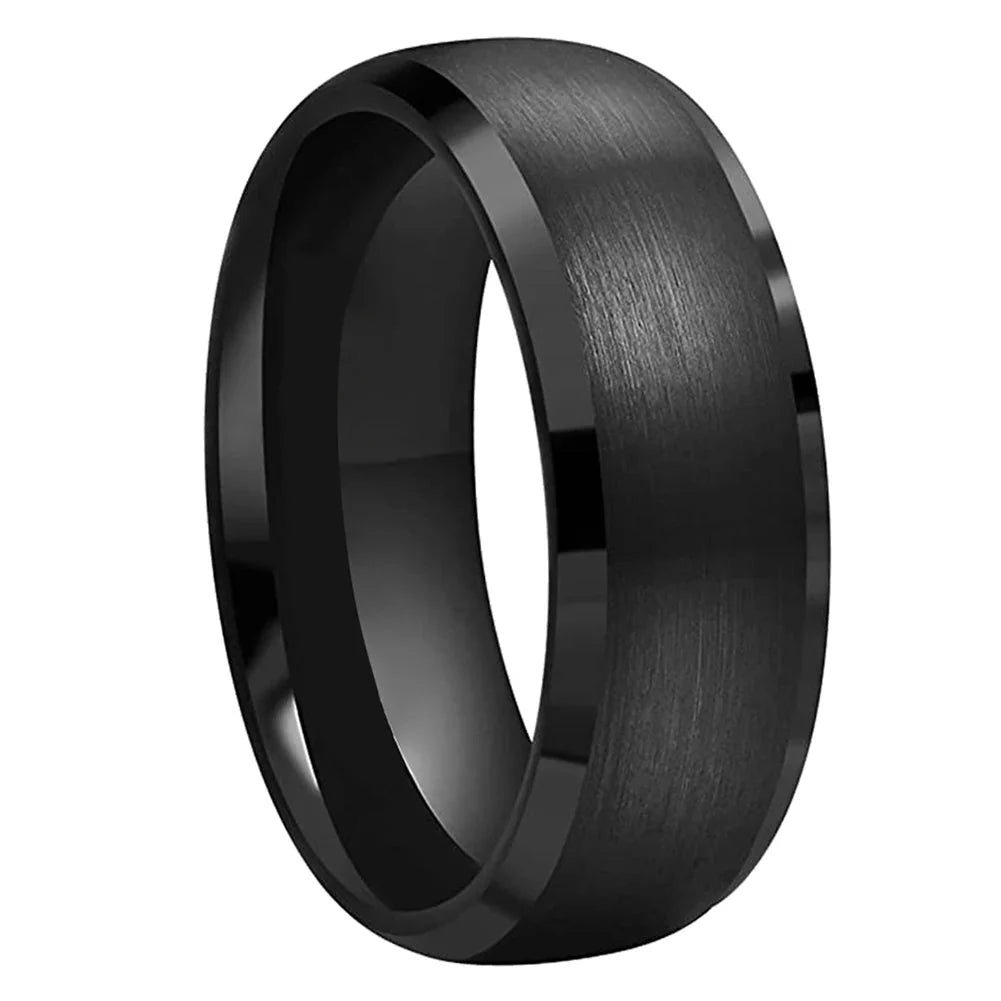 Anillo de Tungsteno Negro con Biseles ’El Firme’ - Anillos