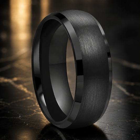 Anillo de Tungsteno Negro con Biseles ’El Firme’ - Black 8mm / 9.5 - Anillos