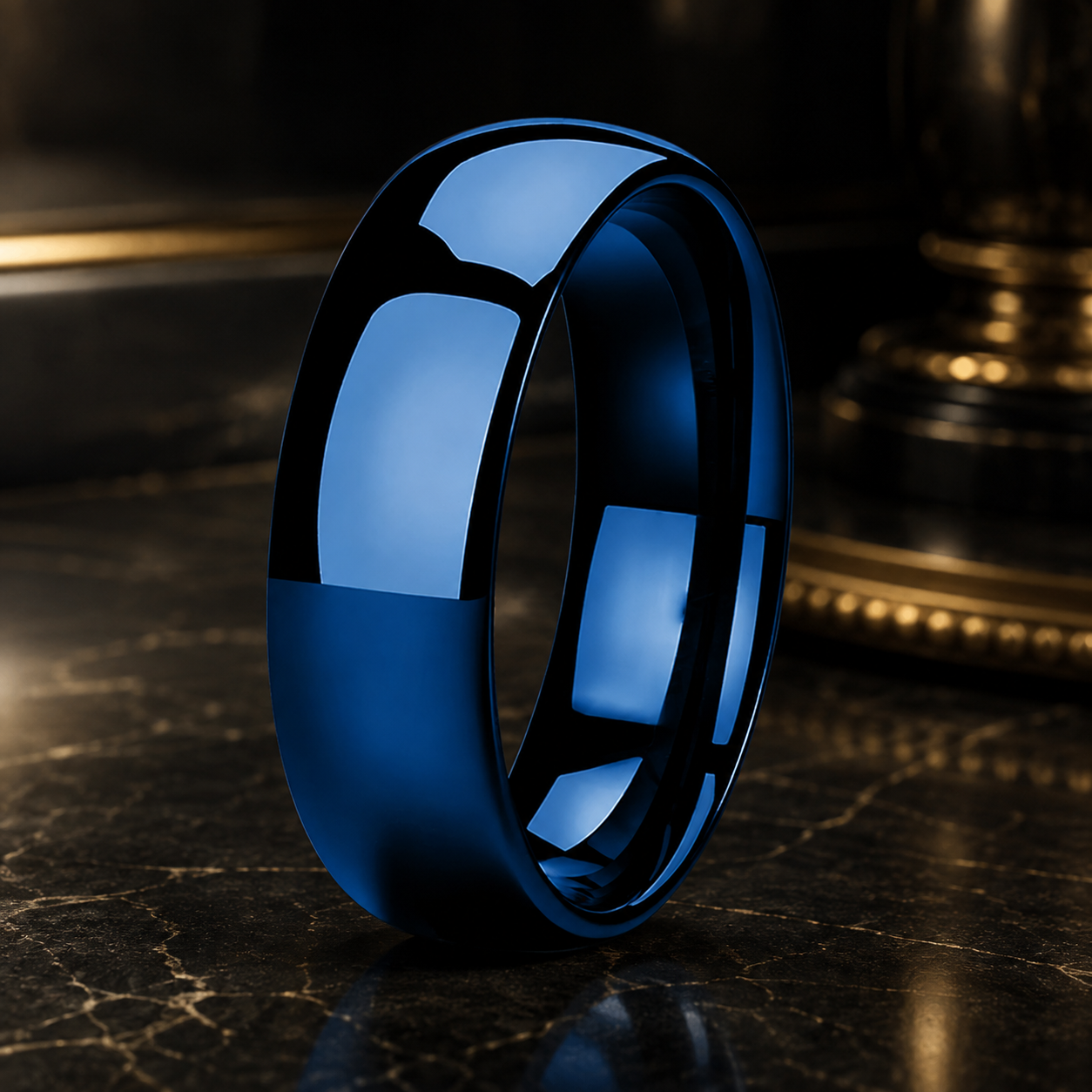 Anillo de Tungsteno para Boda Azul Brillante ’El Infinito - Blue Color 6mm / 8.5 - Anillos