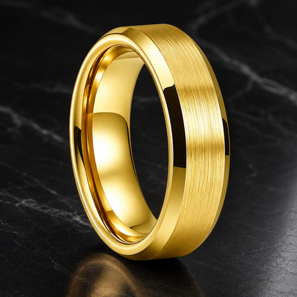 Anillo de Tungsteno para Boda con Acabado Cepillado ’El Eterno’ - 6mm Gold / 5 - Anillos