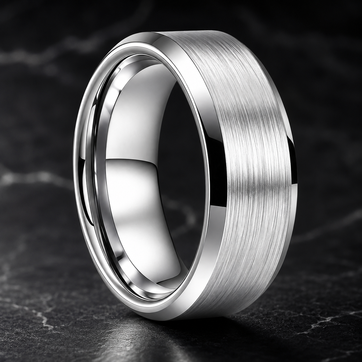 Anillo de Tungsteno para Boda con Acabado Cepillado ’El Eterno’ - 8mm Silver / 5 - Anillos