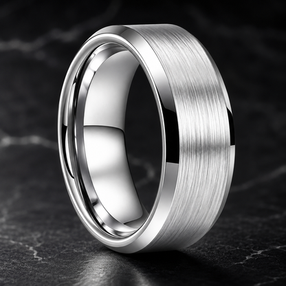 Anillo de Tungsteno para Boda con Acabado Cepillado ’El Eterno’ - 8mm Silver / 5 - Anillos