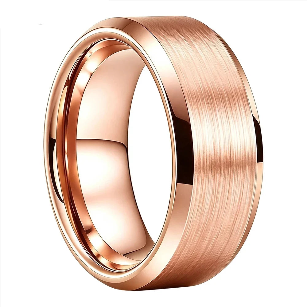 Anillo de Tungsteno para Boda con Acabado Cepillado ’El Eterno’ - 8mm Rose Gold / 5 - Anillos