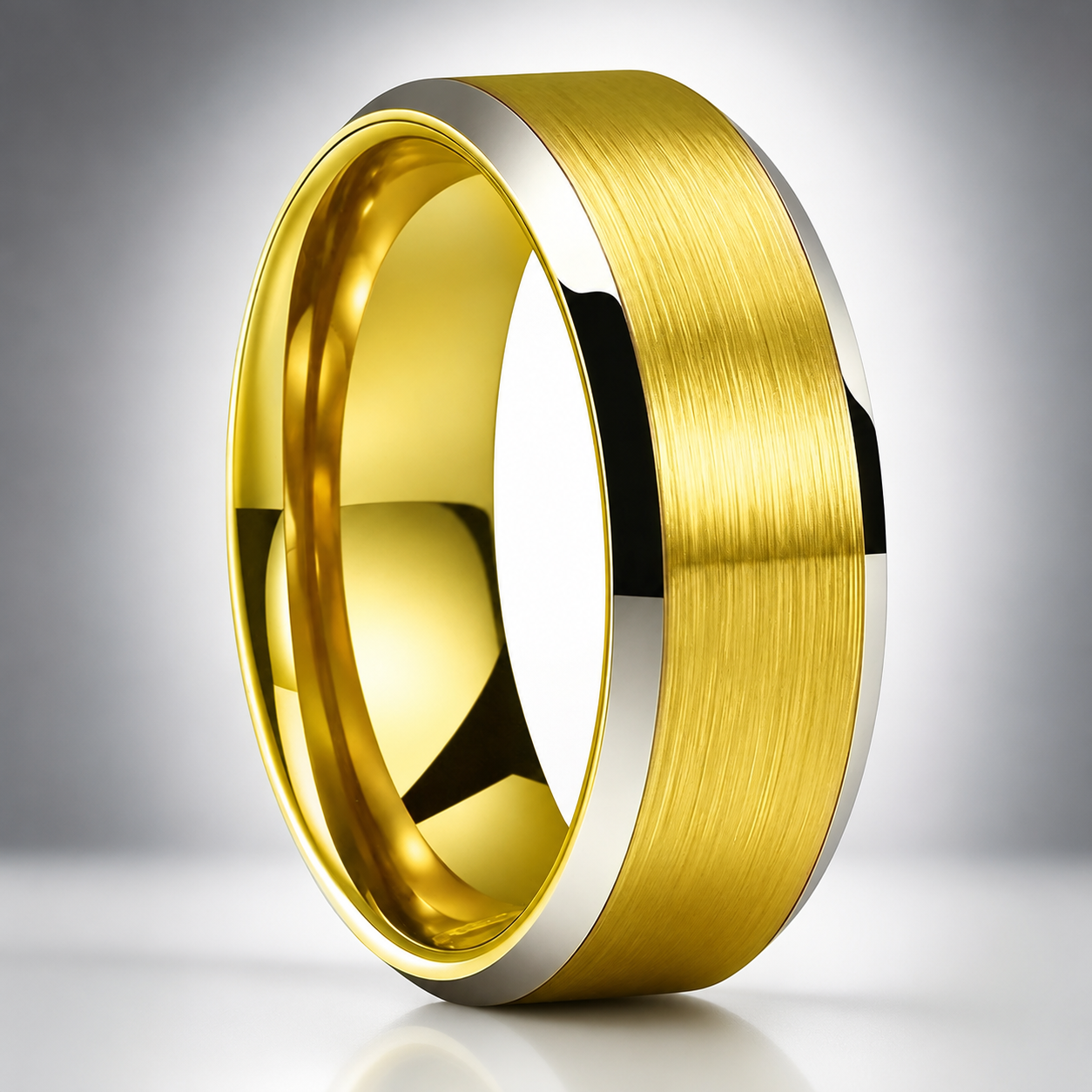 Anillo de Tungsteno para Boda con Acabado Cepillado y Biseles ’El Juramento’