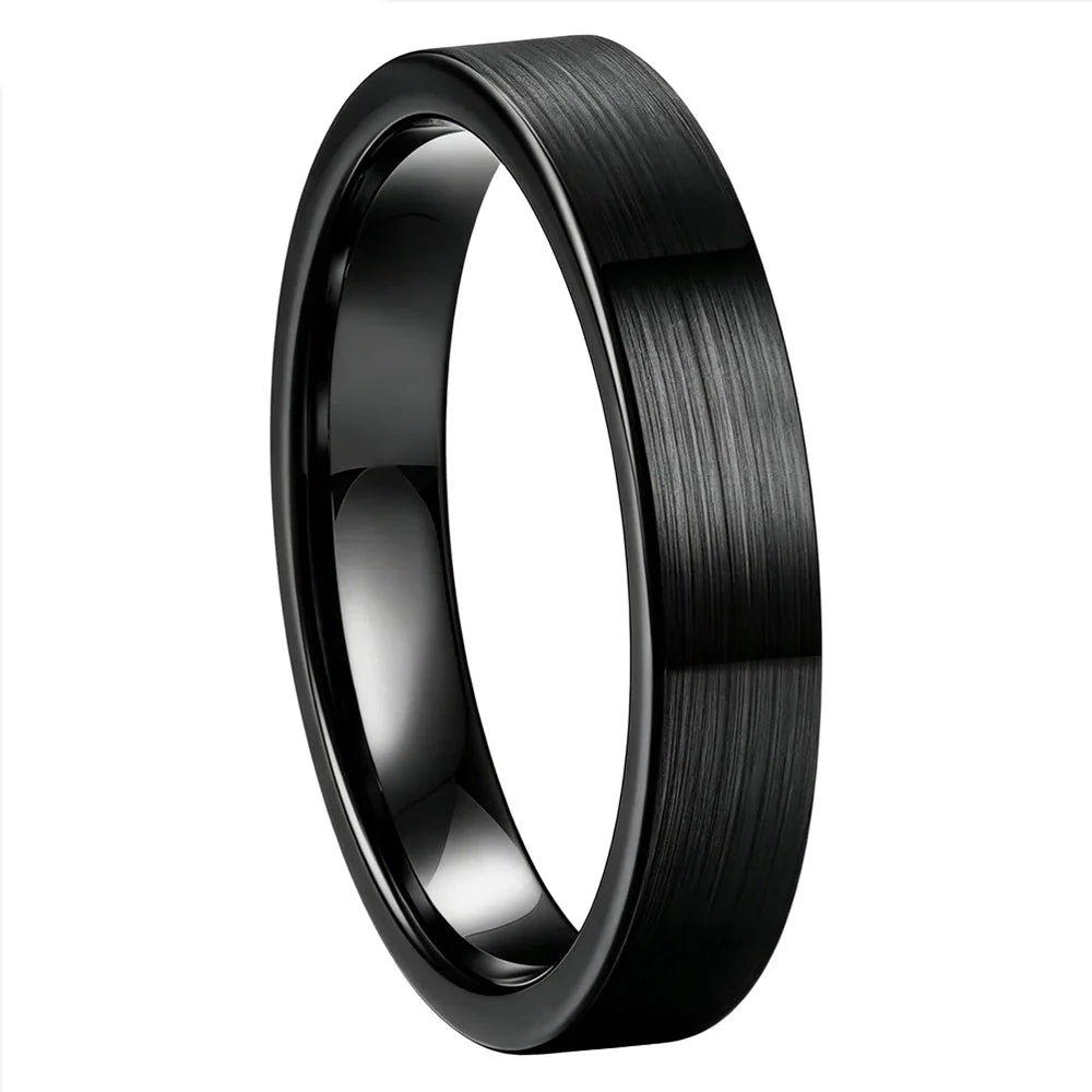 Anillo de Tungsteno para Boda Delgado 4mm ’El Encanto’ - Black Brushed / 4 / 4MM - Anillos