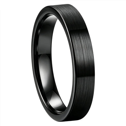 Anillo de Tungsteno para Boda Delgado 4mm ’El Encanto’ - Black Brushed / 4 / 4MM - Anillos