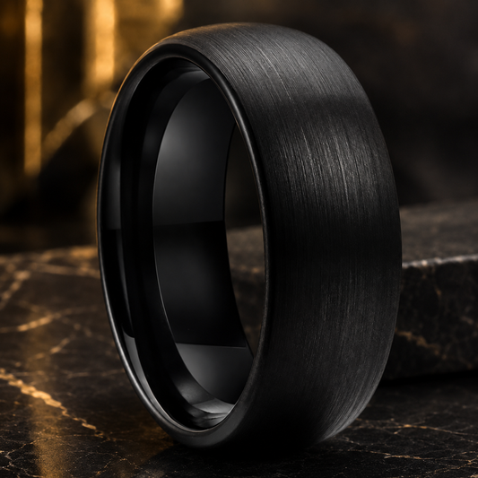 Anillo de Tungsteno para Boda Negro Cepillado ’El Nocturno’ - Black Color 8mm / 14 - Anillos