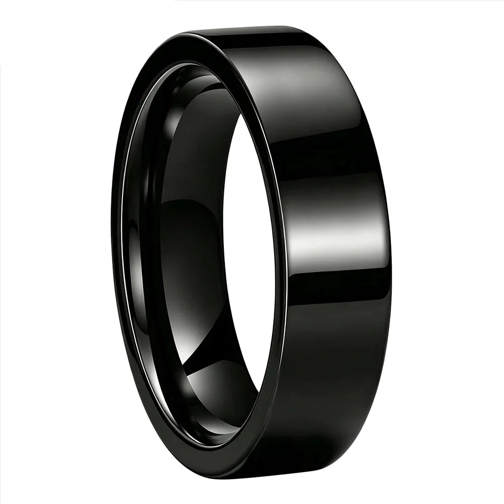 Anillo de Tungsteno para Boda de Perfil Plano ’El Destino’ - 6mm Black / Flat Band / 15 - Anillos