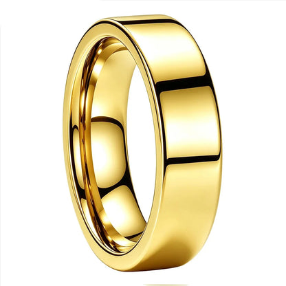 Anillo de Tungsteno para Boda de Perfil Plano ’El Destino’ - 6mm Gold / Flat Band / 5 - Anillos