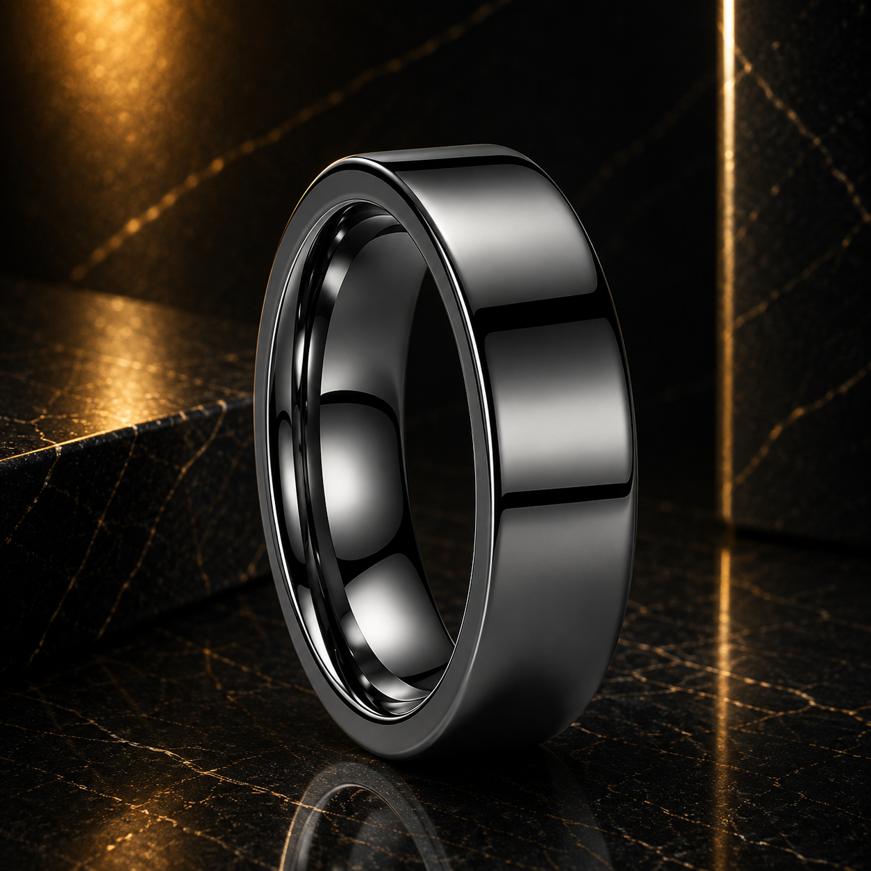 Anillo de Tungsteno para Boda de Perfil Plano ’El Destino’ - 6mm Gunmetal / Flat Band / 9 - Anillos