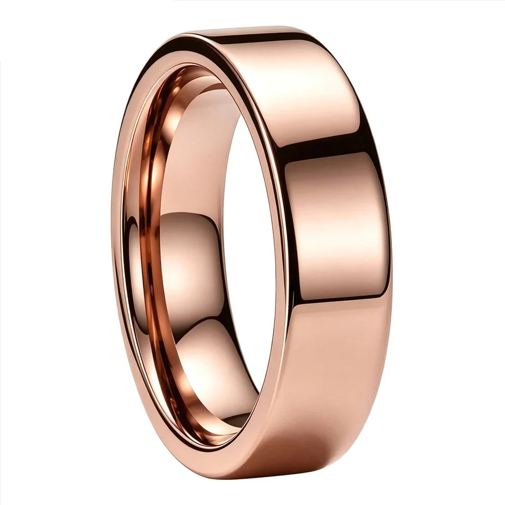 Anillo de Tungsteno para Boda de Perfil Plano ’El Destino’ - 6mm Rose Gold / Flat Band / 6 - Anillos