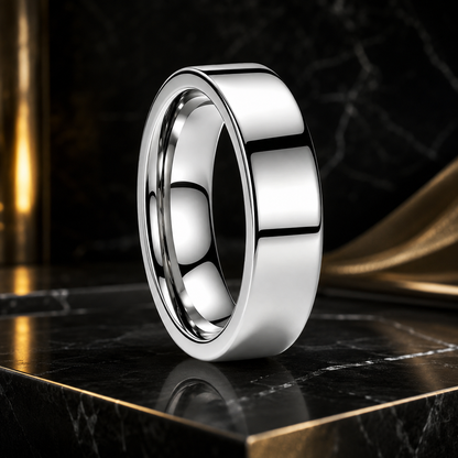 Anillo de Tungsteno para Boda de Perfil Plano ’El Destino’ - 6mm Silver / Flat Band / 6 - Anillos
