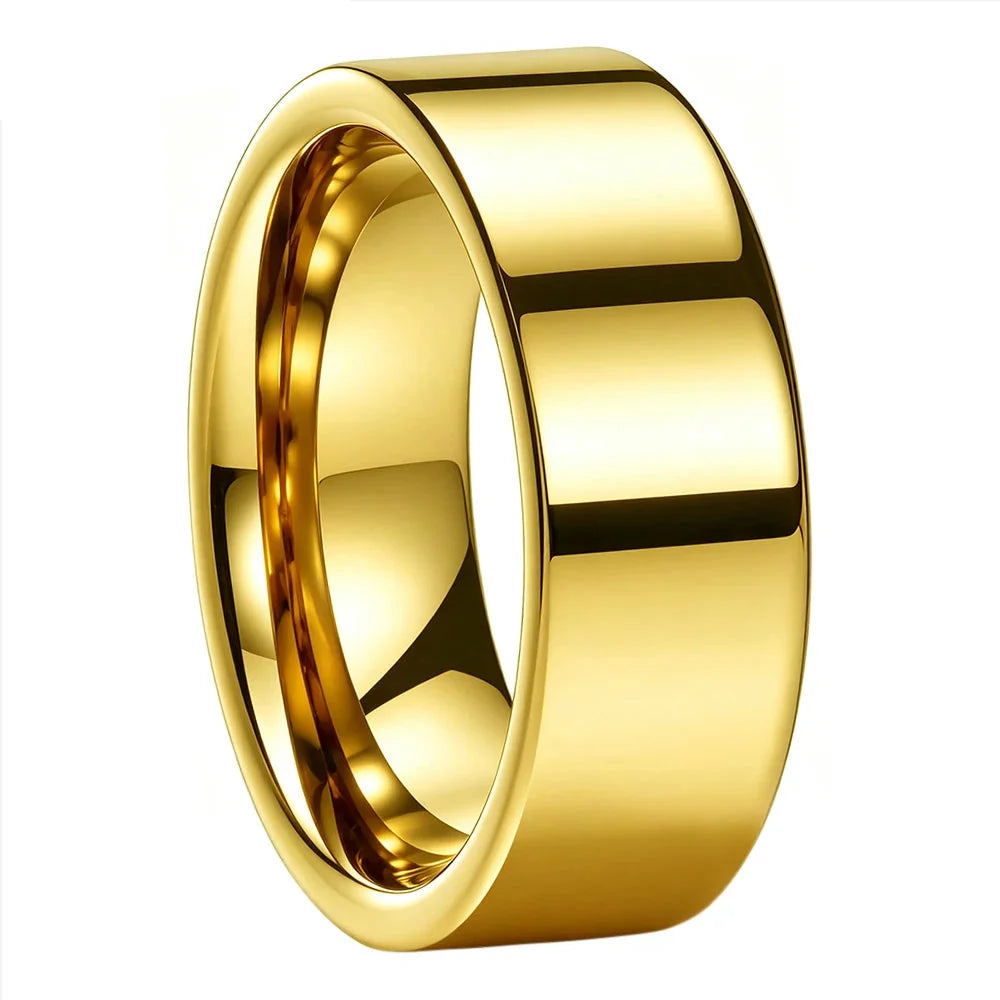 Anillo de Tungsteno para Boda de Perfil Plano ’El Destino’ - 8mm Gold / Flat Band / 11.5 - Anillos