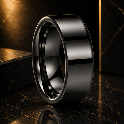 Anillo de Tungsteno para Boda de Perfil Plano ’El Destino’ - 8mm Gunmetal / Flat Band / 15 - Anillos