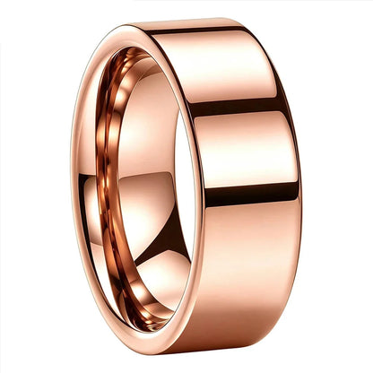 Anillo de Tungsteno para Boda de Perfil Plano ’El Destino’ - 8mm Rose Gold / Flat Band / 6.5 - Anillos
