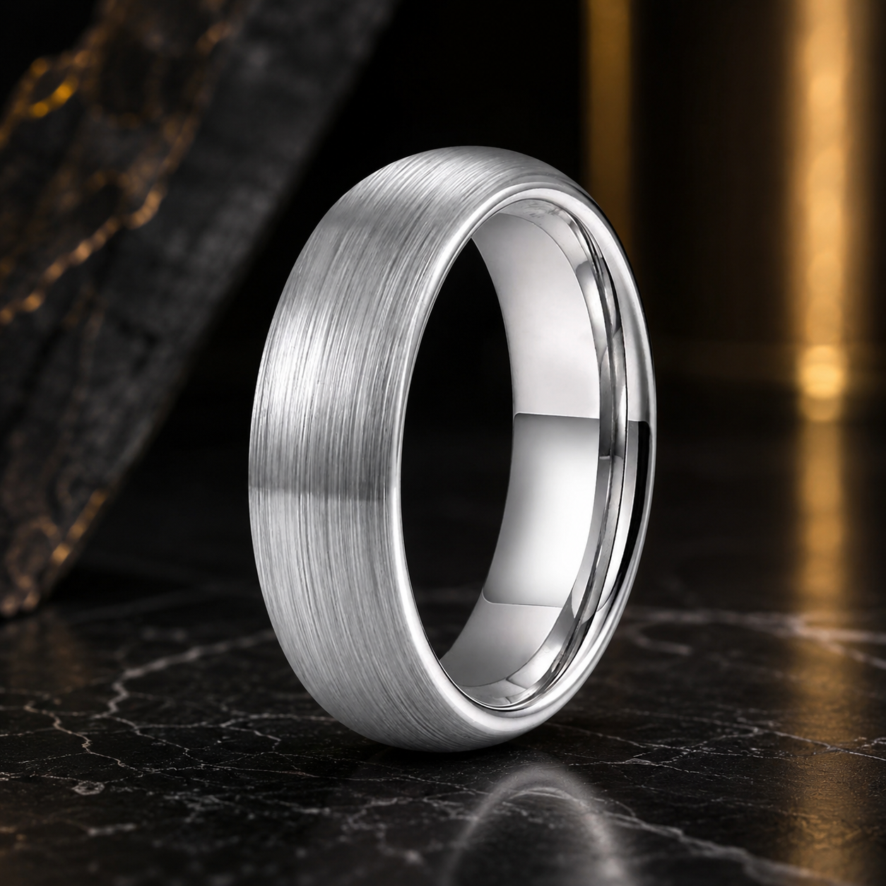 Anillo de Tungsteno para Boda Plateado Cepillado ’El Puente’ - Silver 6mm / 14 - Anillos